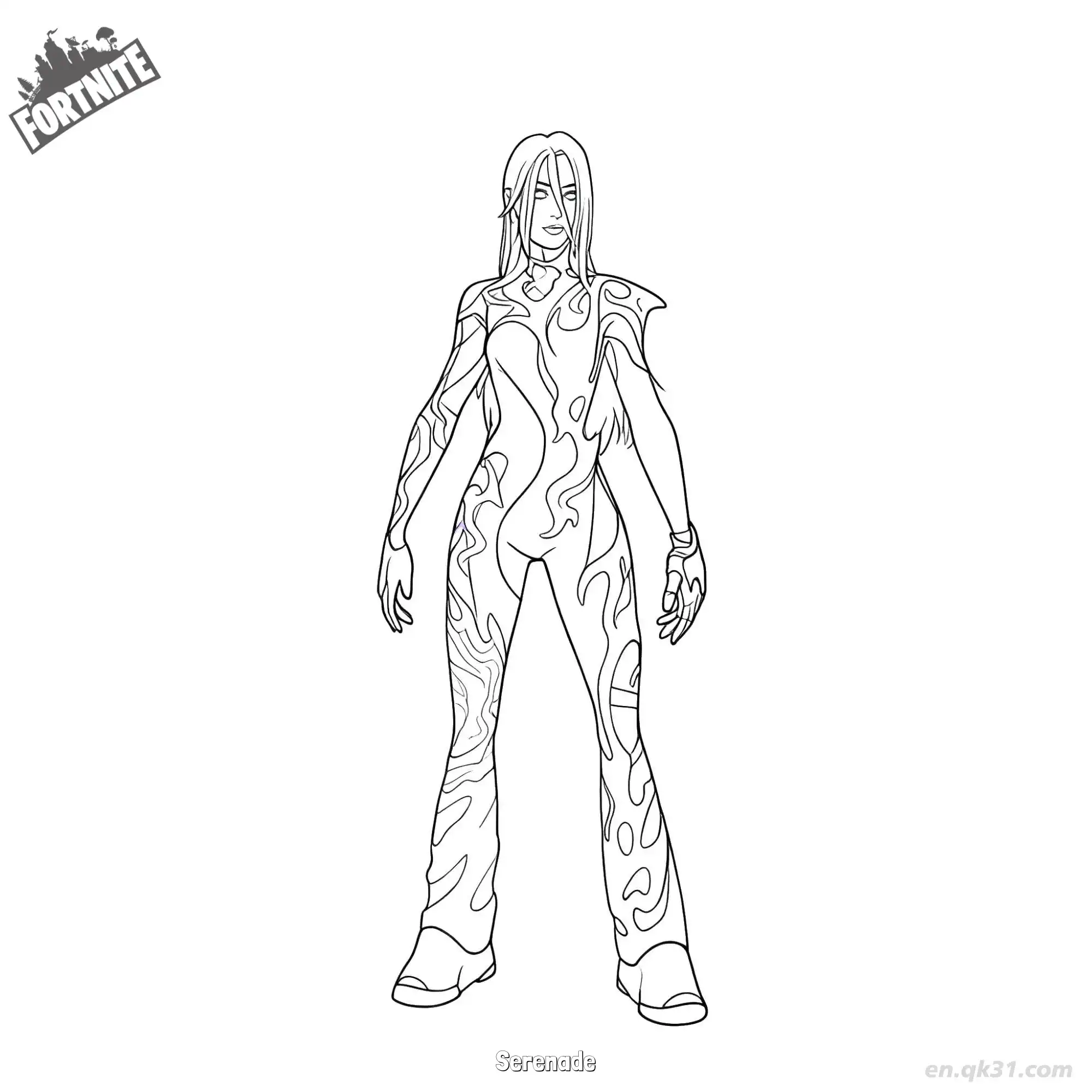 免费 小夜曲 02简笔画 素描 涂鸦 - 免费可打印堡垒之夜 下载PDF 简笔画涂色页